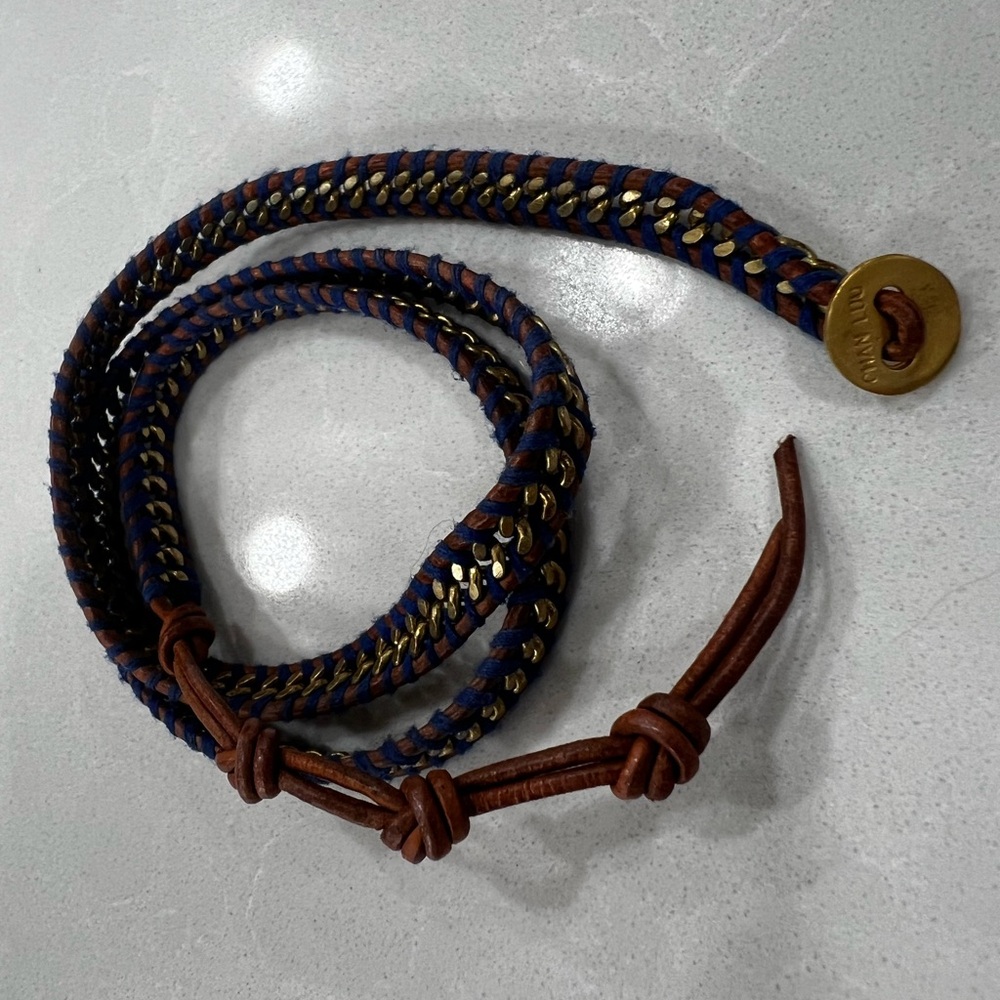 Chan Luu Blue and Brown Braided Bracelet